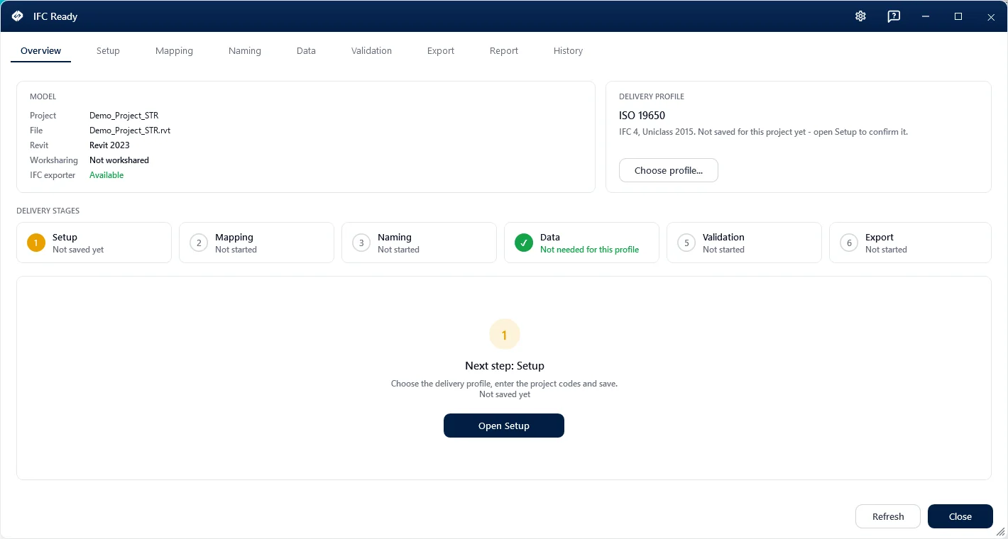 IFC Ready — Faites passer un modèle par tout ce qu’exige une remise IFC.