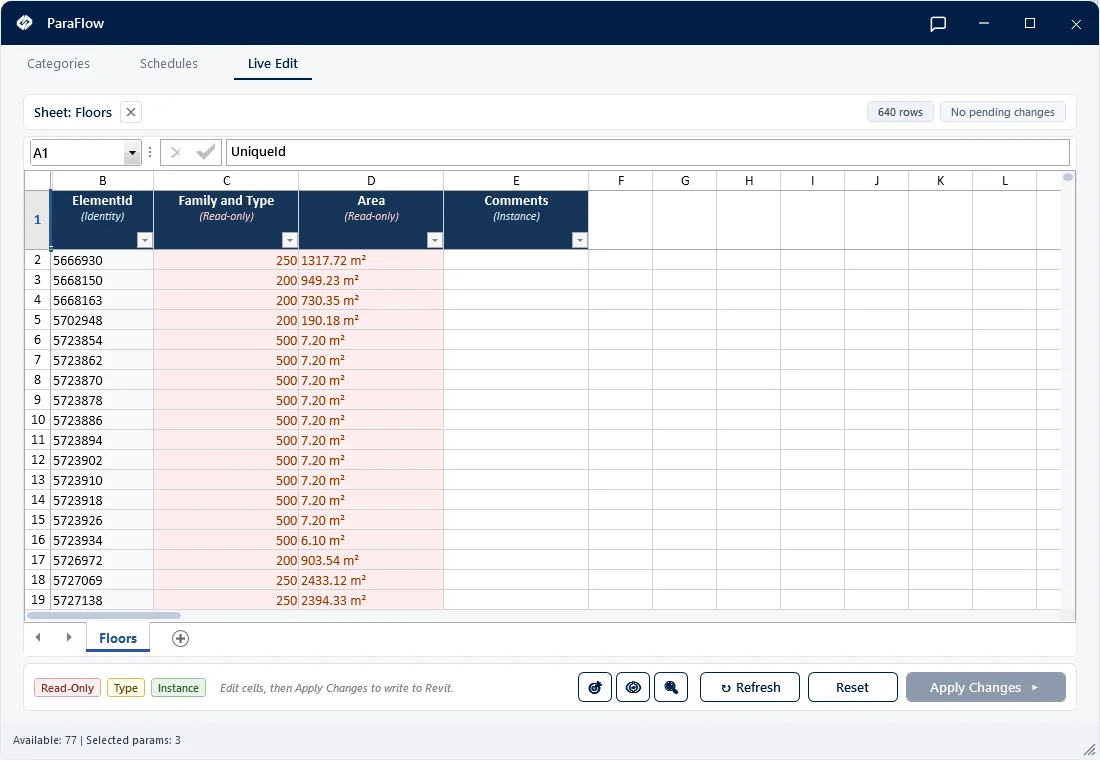 ParaFlow — Synchronisation bidirectionnelle des paramètres entre Revit et Excel.