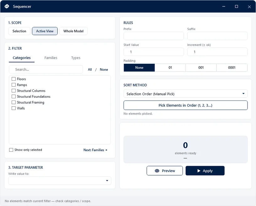 Sequencer — Batch renumber and rename with custom rules.